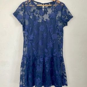 Navy Blue 1920s Drop Waist Dress
